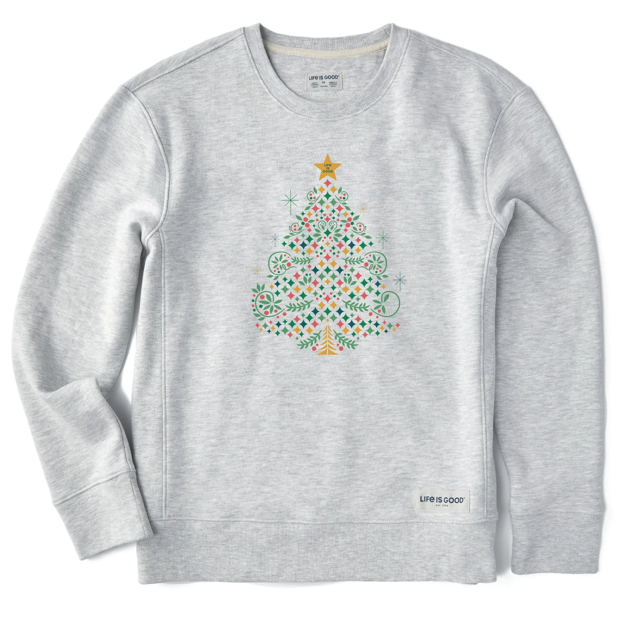 Women's Christmas Tree Sparkles Simply True Fleece Crew sold by Life is Good