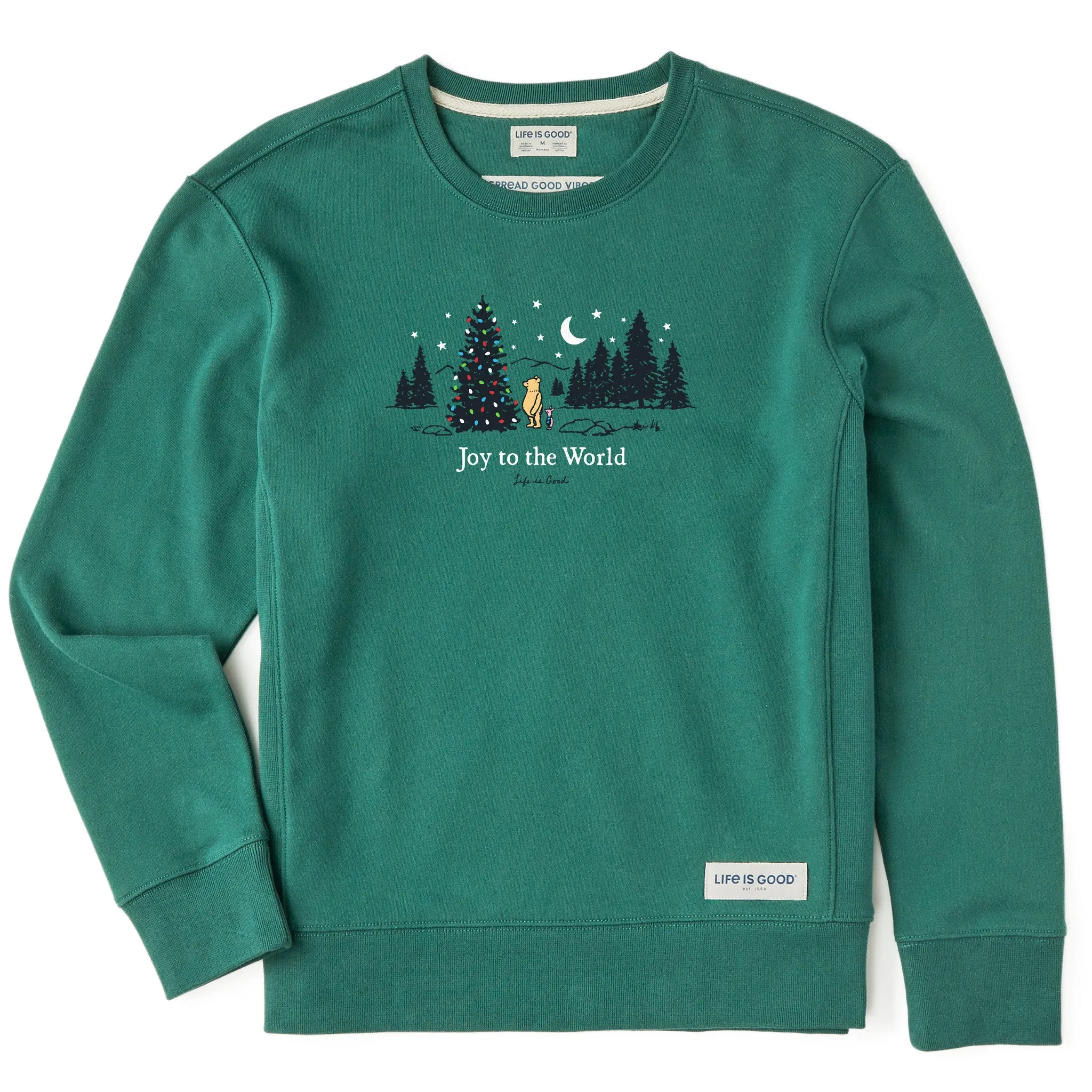 Women's Winnie & P Joy to the World Simply True Fleece Crew sold by Life is Good