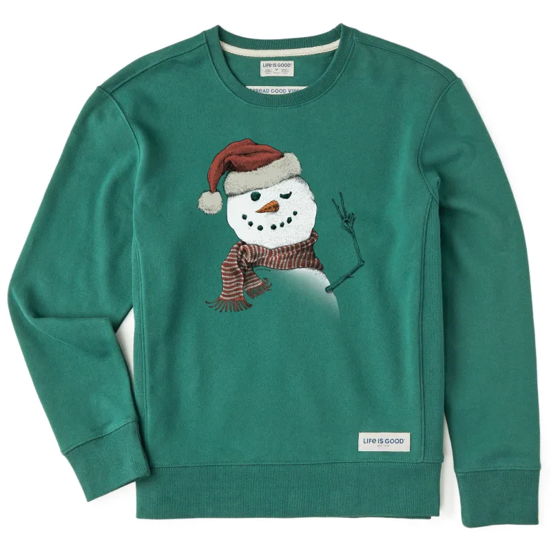 Women's Santa Snowman Peace Simply True Fleece Crew sold by Life is Good