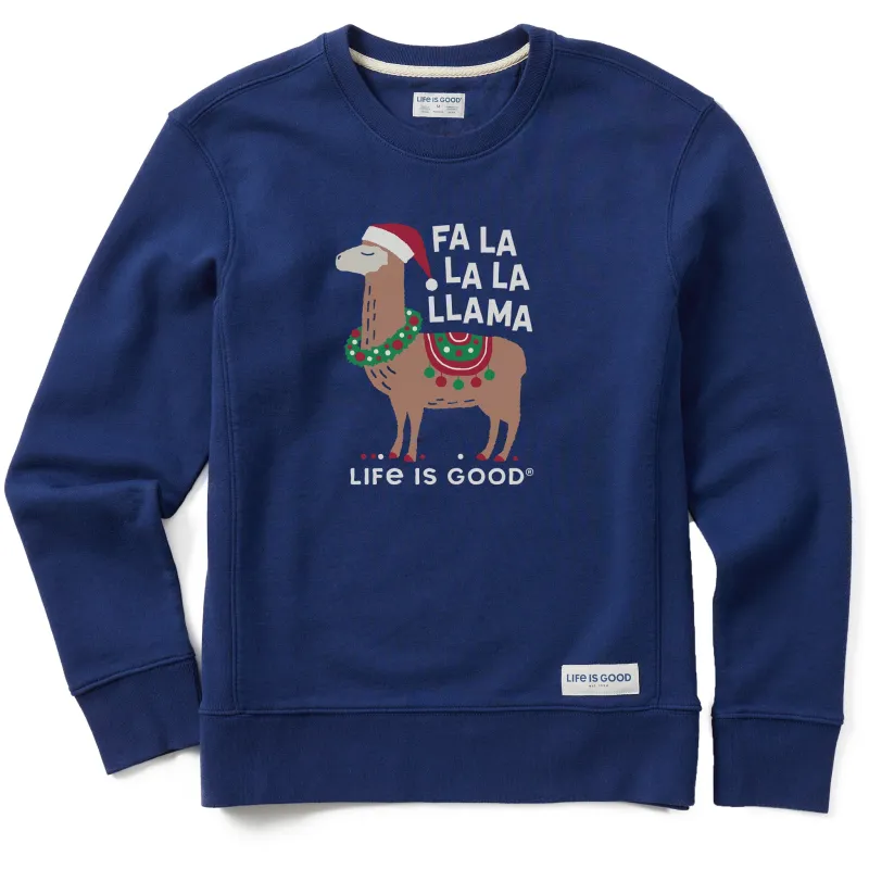 Women's Fa la la la Llama Simply True Crew sold by Life is Good