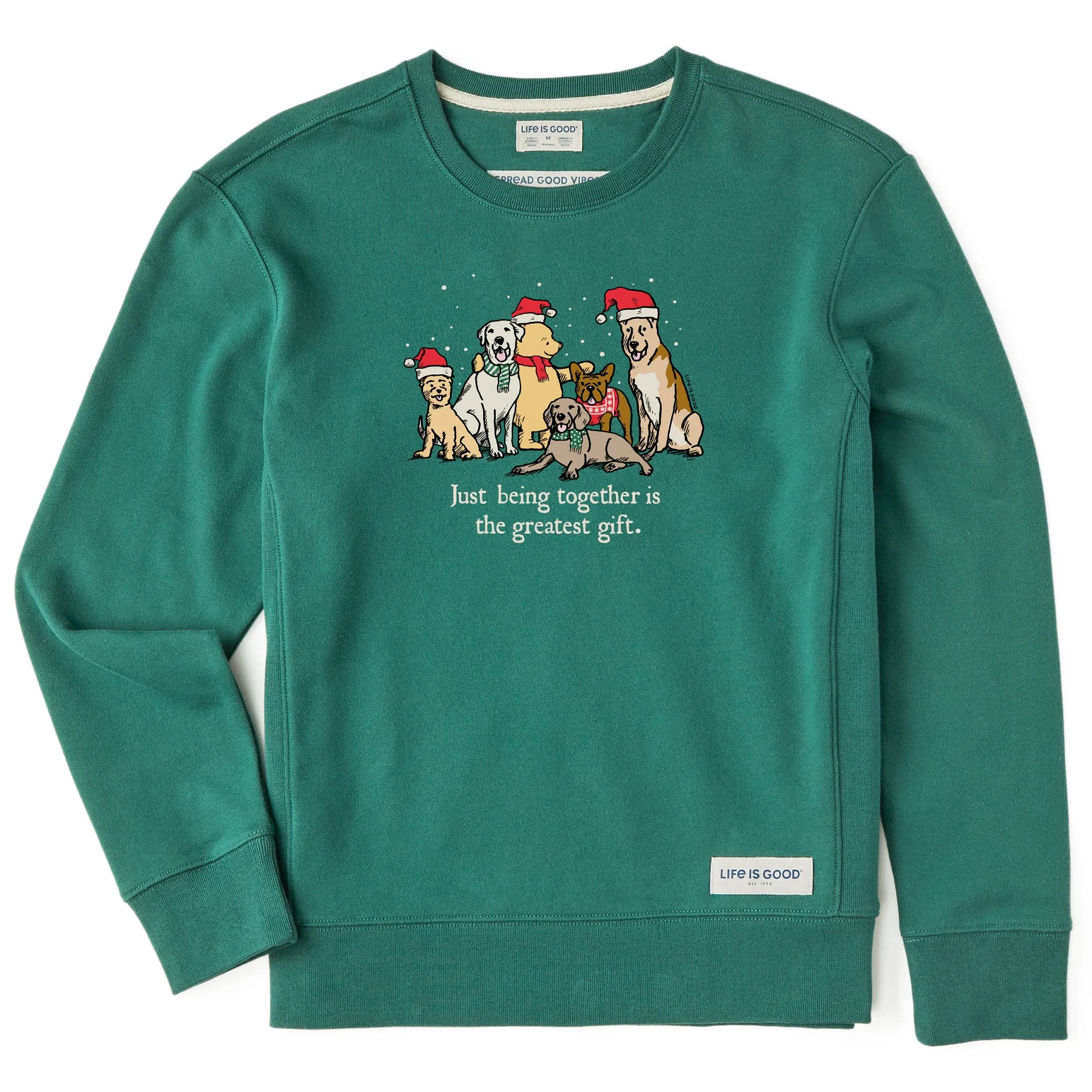 Women's Winnie & Dogs Being Together is the Greatest Gift Simply True Fleece Crew sold by Life is Good