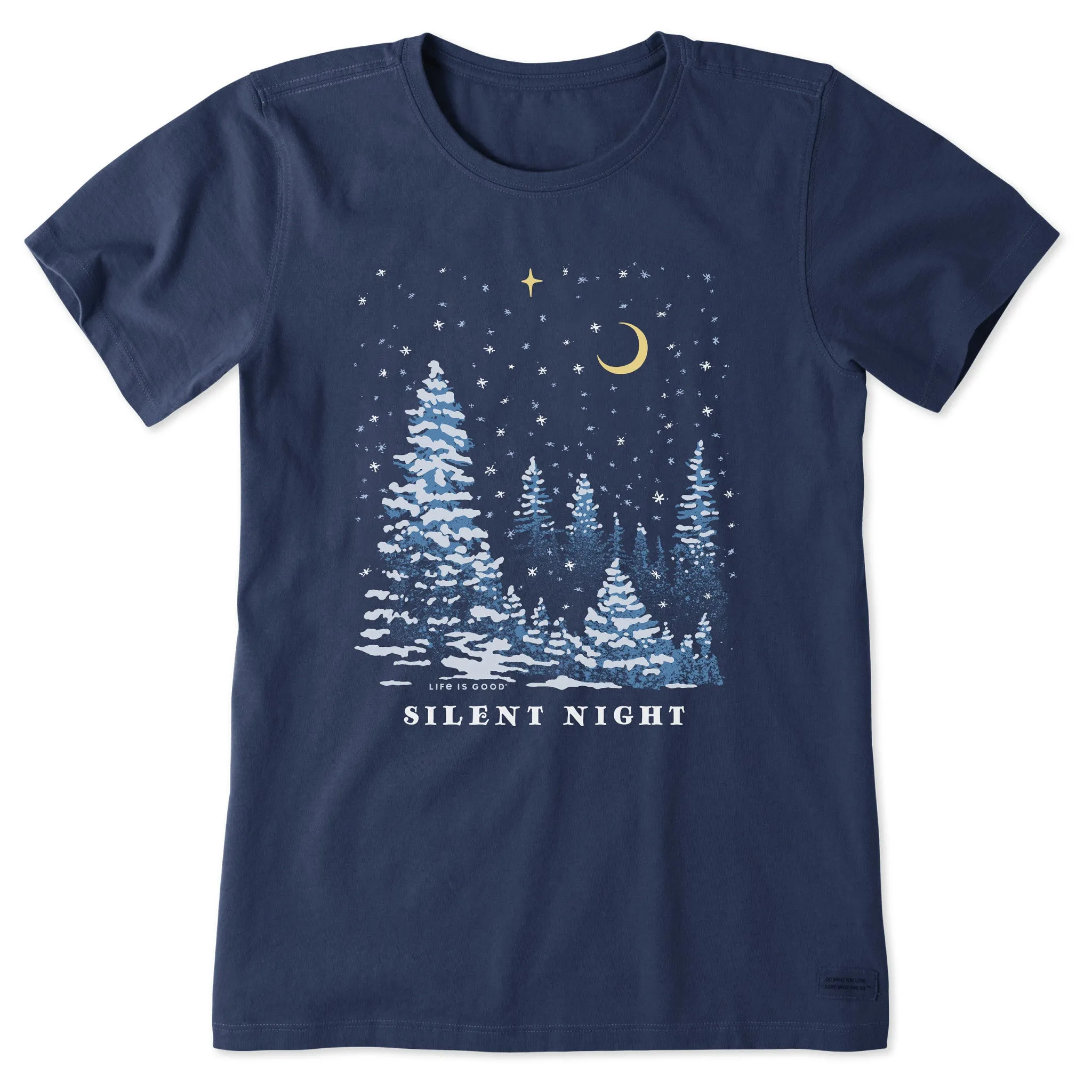 Women's Silent Snowy Night Short Sleeve Crusher Tee sold by Life is Good