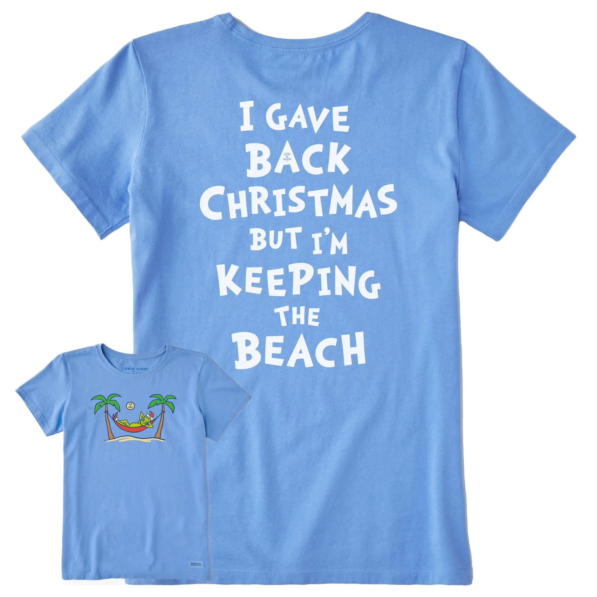 Women's Grinch Gave Back Christmas Beach Short Sleeve Crusher Tee sold by Life is Good