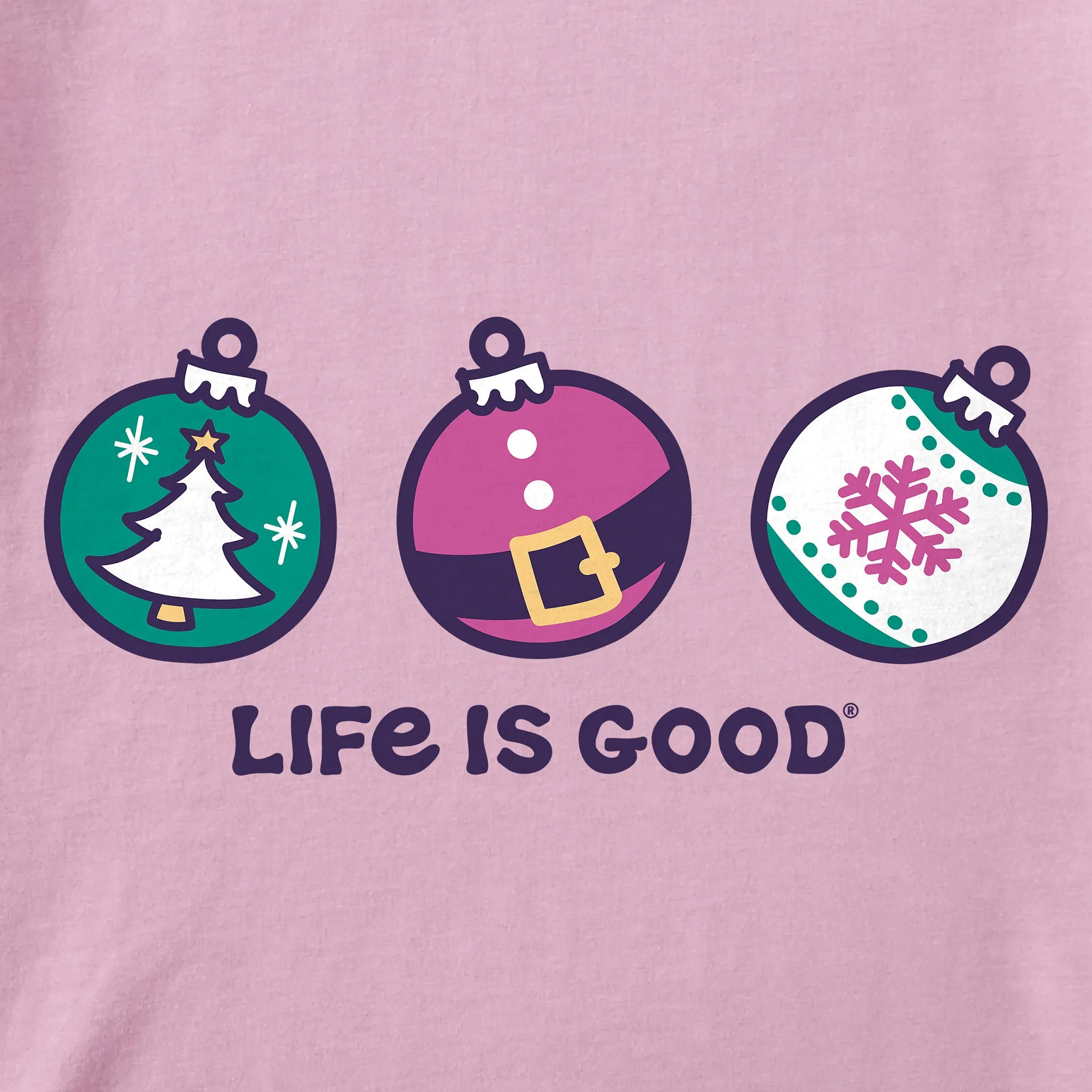 Women's Christmas Ornament Trio Short Sleeve Crusher Vee sold by Life is Good product image thumbnail 2