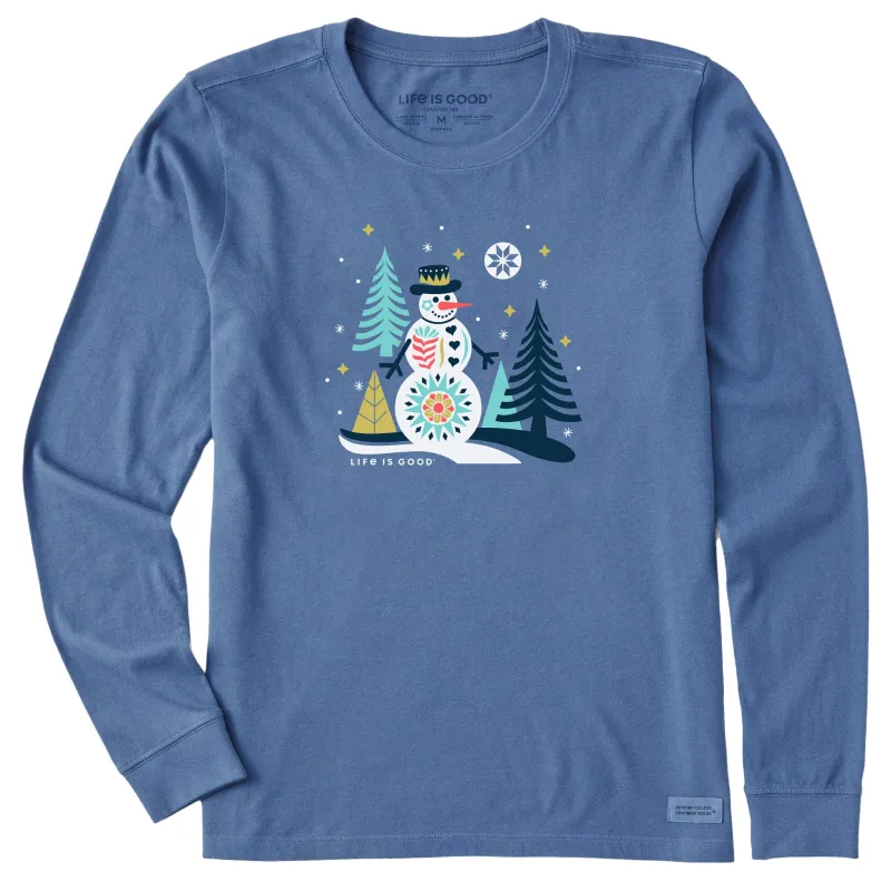 Women's Nordic Snowman Long Sleeve Crusher Tee sold by Life is Good