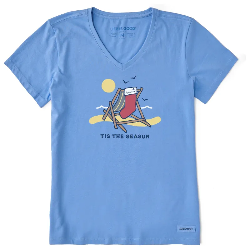Women's Tis the Seasun Short Sleeve Crusher-LITE Vee sold by Life is Good