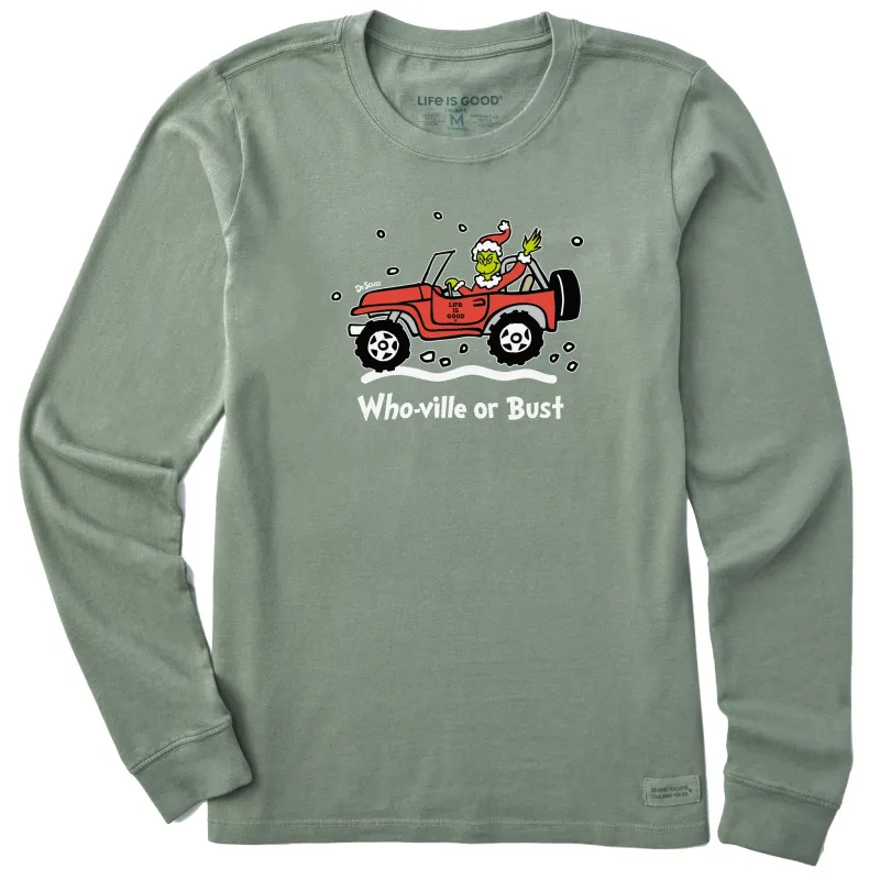 Women's Who-Ville or Bust SUV Grinch Long Sleeve Crusher Tee made by Life is Good