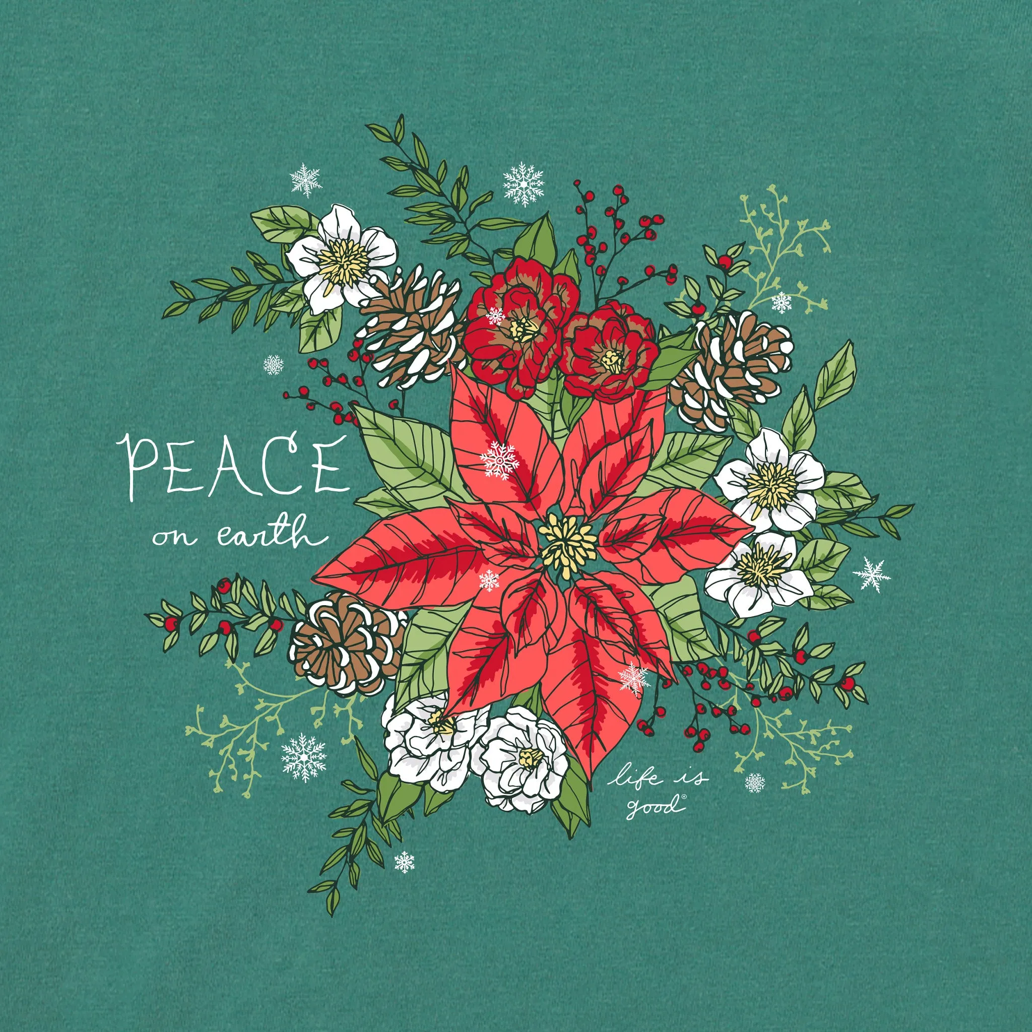 Women's Peaceful Winter Xmas Flowers Simply True Fleece Crew sold by Life is Good product image thumbnail 2