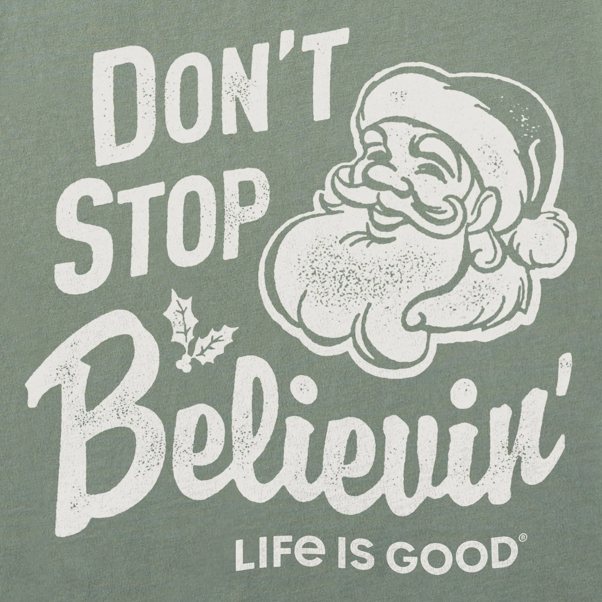 Women's Santa Don't Stop Believin Long Sleeve Crusher Tee sold by Life is Good product image thumbnail 2
