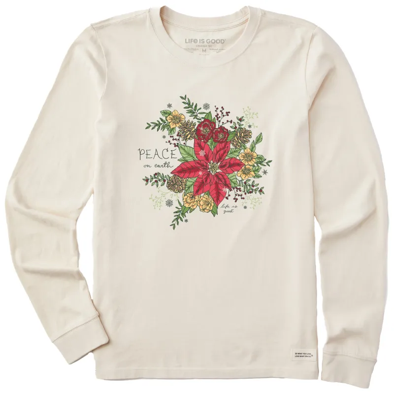Women's Peaceful Winter Xmas Flowers Long Sleeve Crusher Tee sold by Life is Good