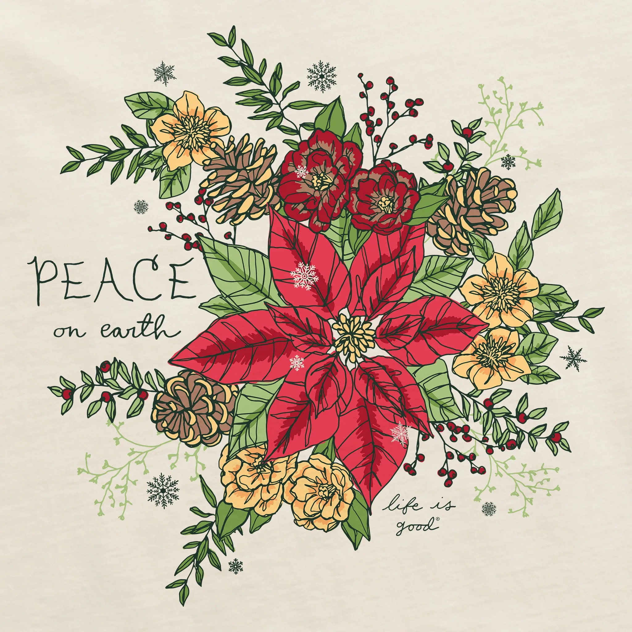 Women's Peaceful Winter Xmas Flowers Long Sleeve Crusher Tee sold by Life is Good product image thumbnail 2