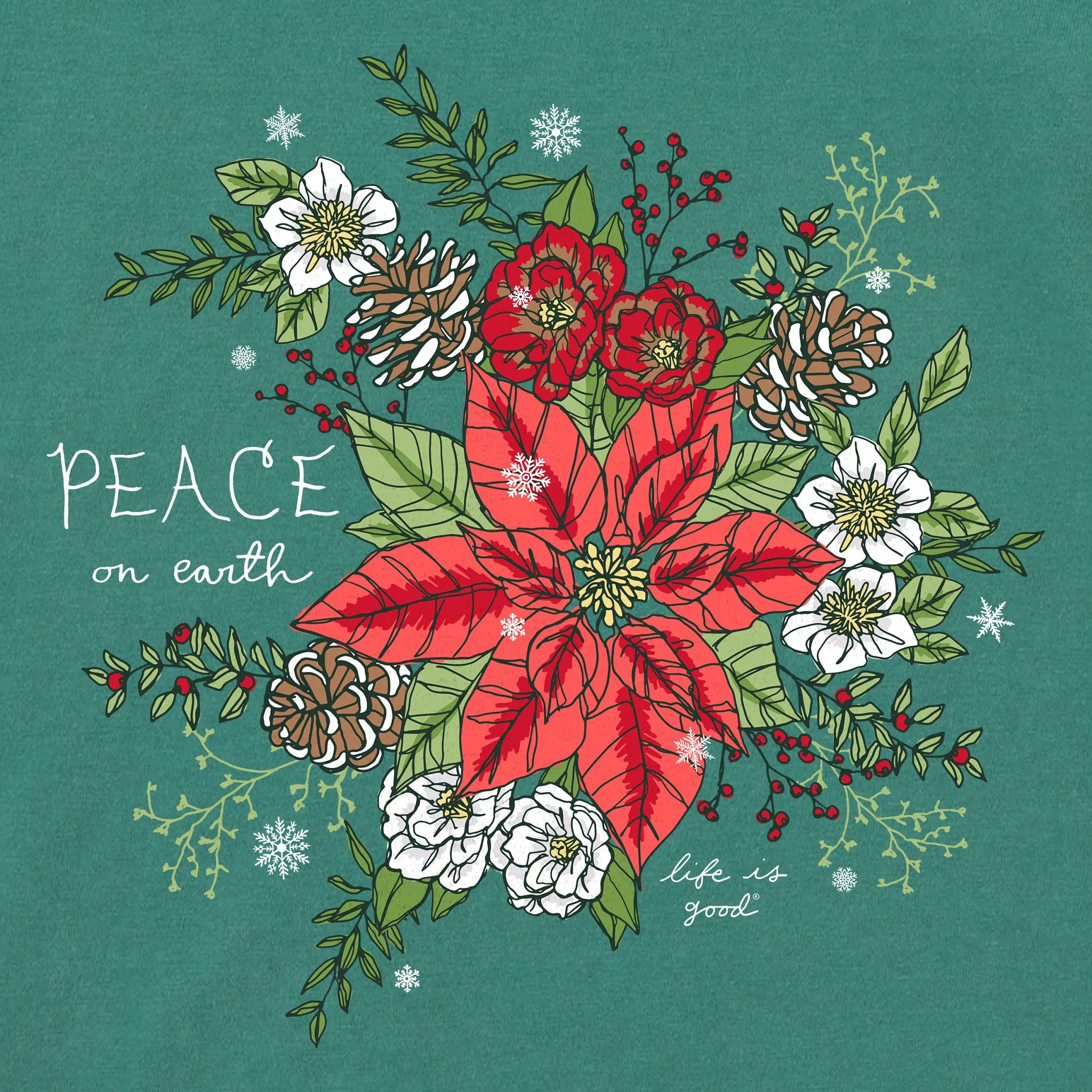 Women's Peaceful Winter Xmas Flowers Long Sleeve Crusher Tee sold by Life is Good product image thumbnail 4