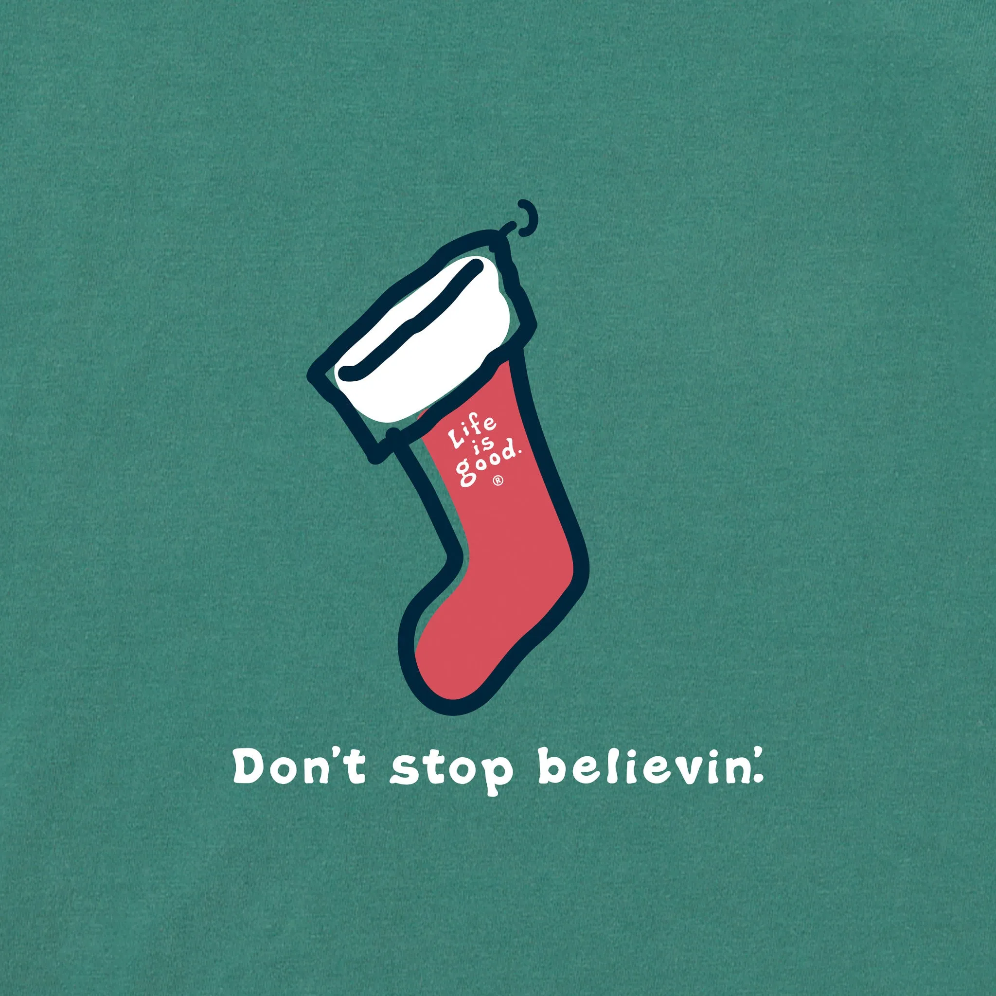 Women's Don't Stop Believin' Stocking Long Sleeve Crusher Tee sold by Life is Good product image thumbnail 2