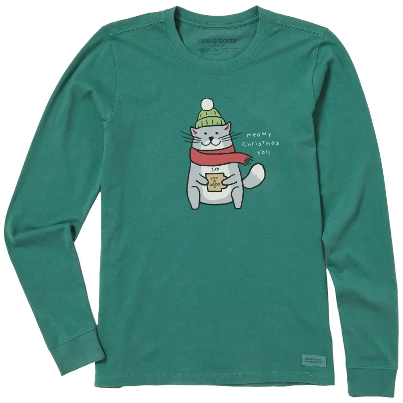 Women's Meowy Christmas Y'All Long Sleeve Crusher Tee made by Life is Good