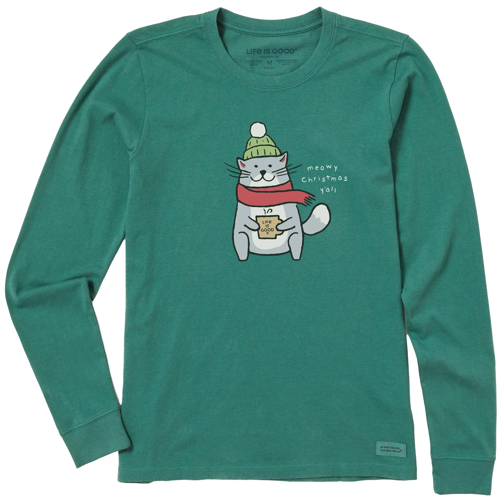 Women's Meowy Christmas Y'All Long Sleeve Crusher Tee sold by Life is Good