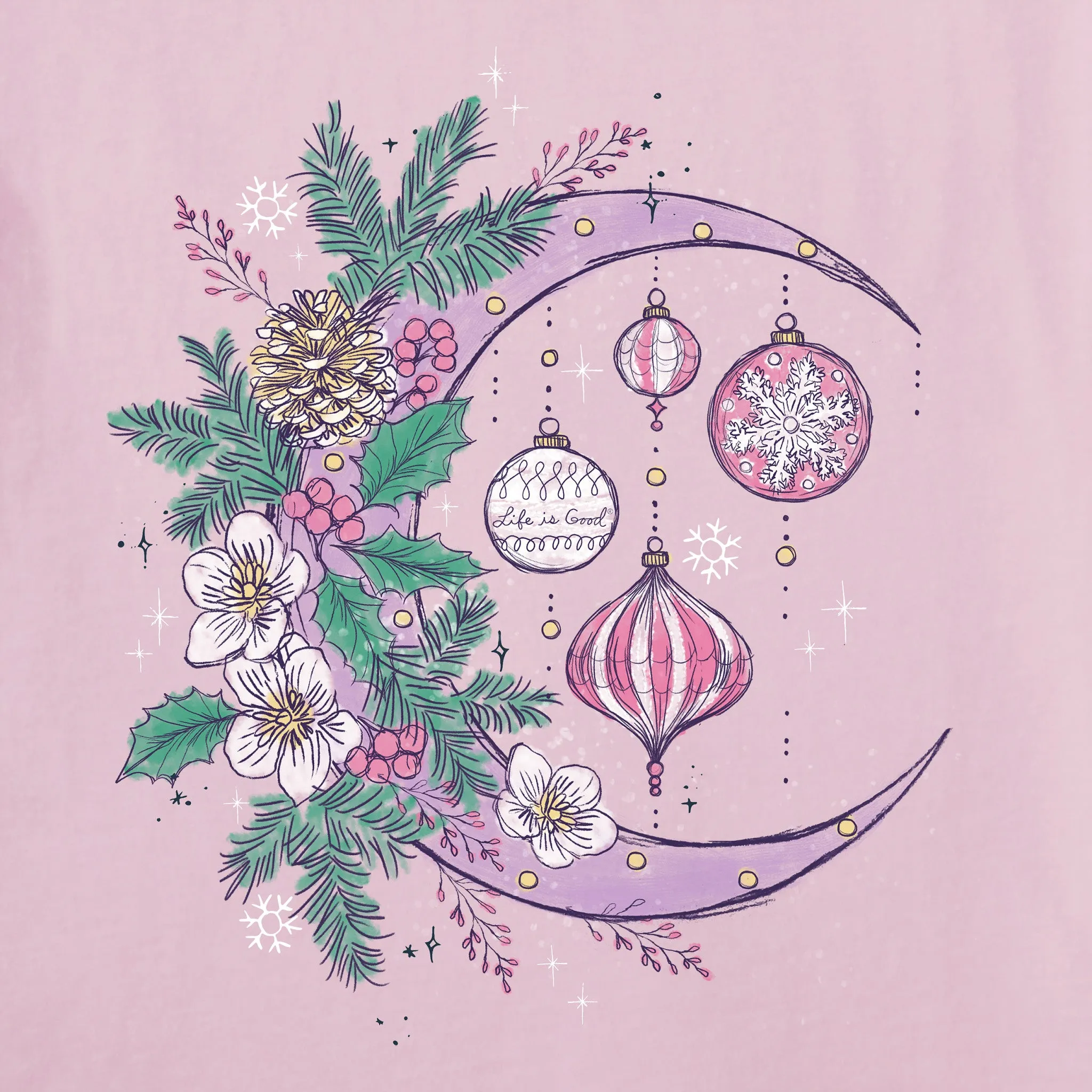 Women's Christmas Ornament Moon Long Sleeve Crusher Tee sold by Life is Good product image thumbnail 2