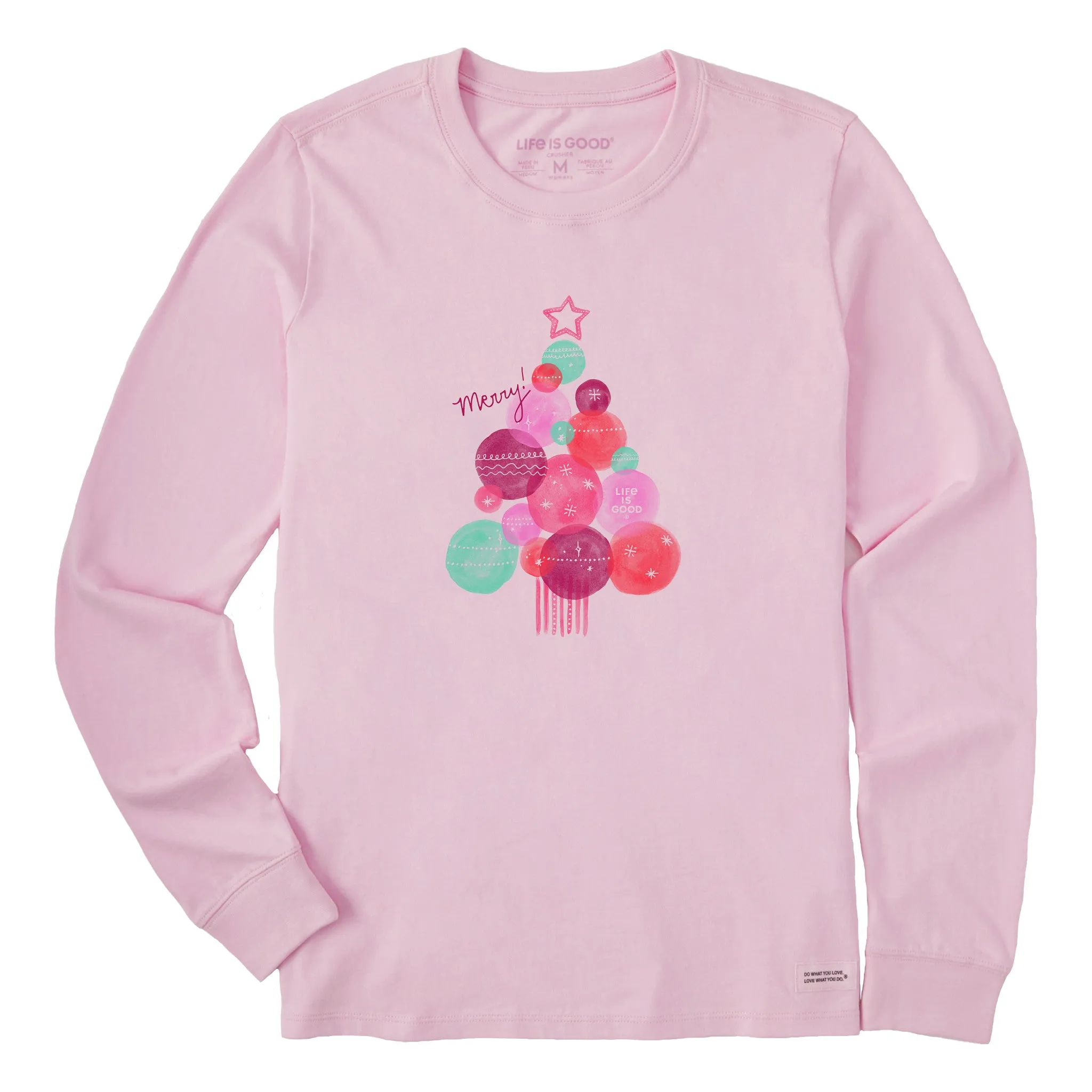 Women's Watercolor Xmas Tree Long Sleeve Crusher Tee sold by Life is Good