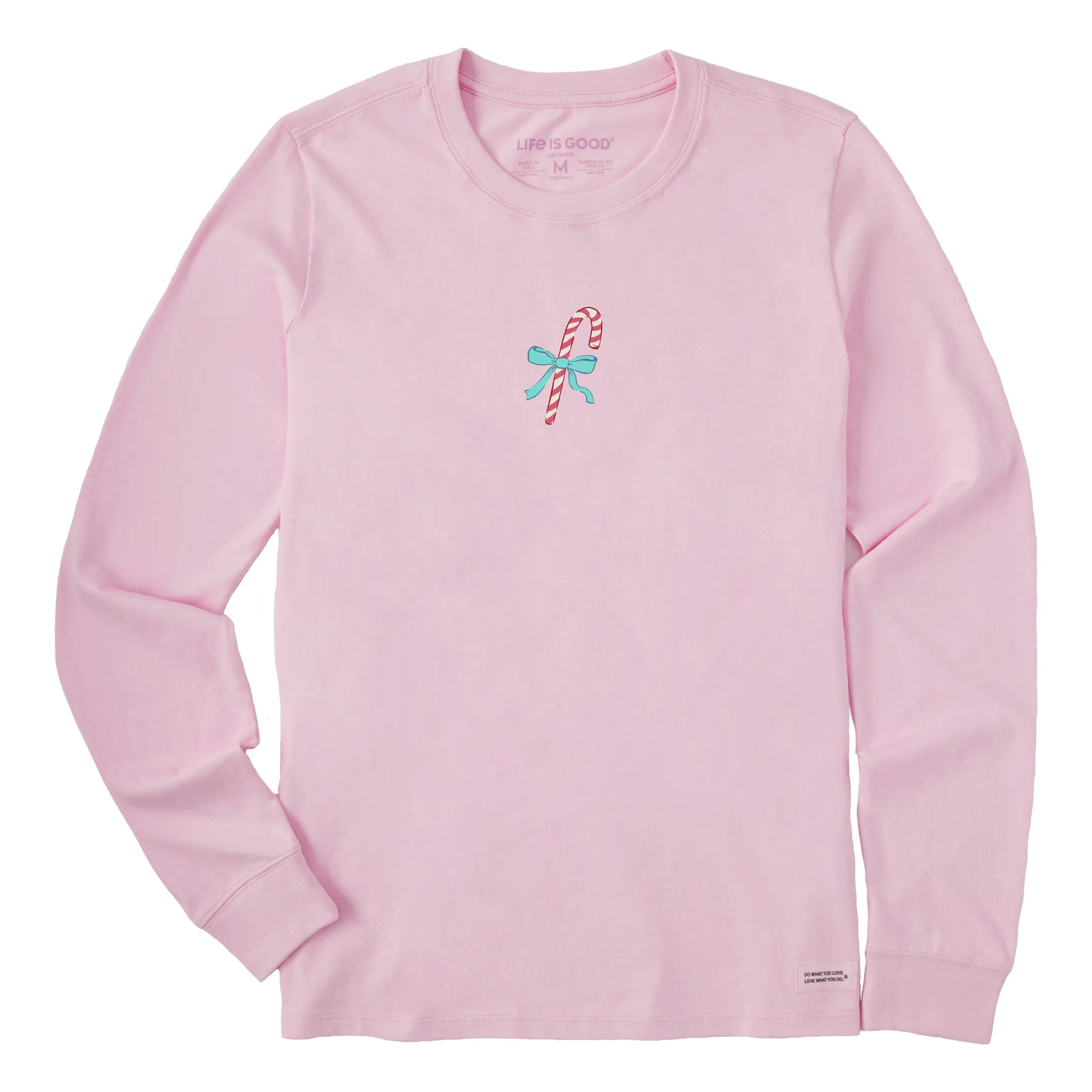 Women's Candy Cane Bow Long Sleeve Crusher Tee sold by Life is Good