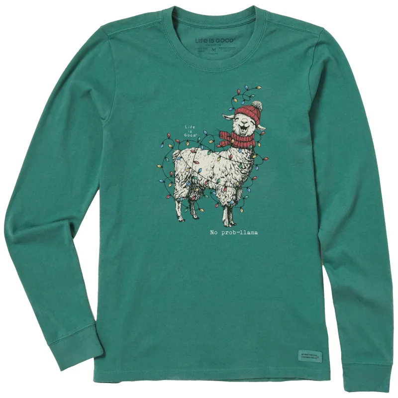 Women's No Prob-llama Lights Long Sleeve Crusher Tee sold by Life is Good