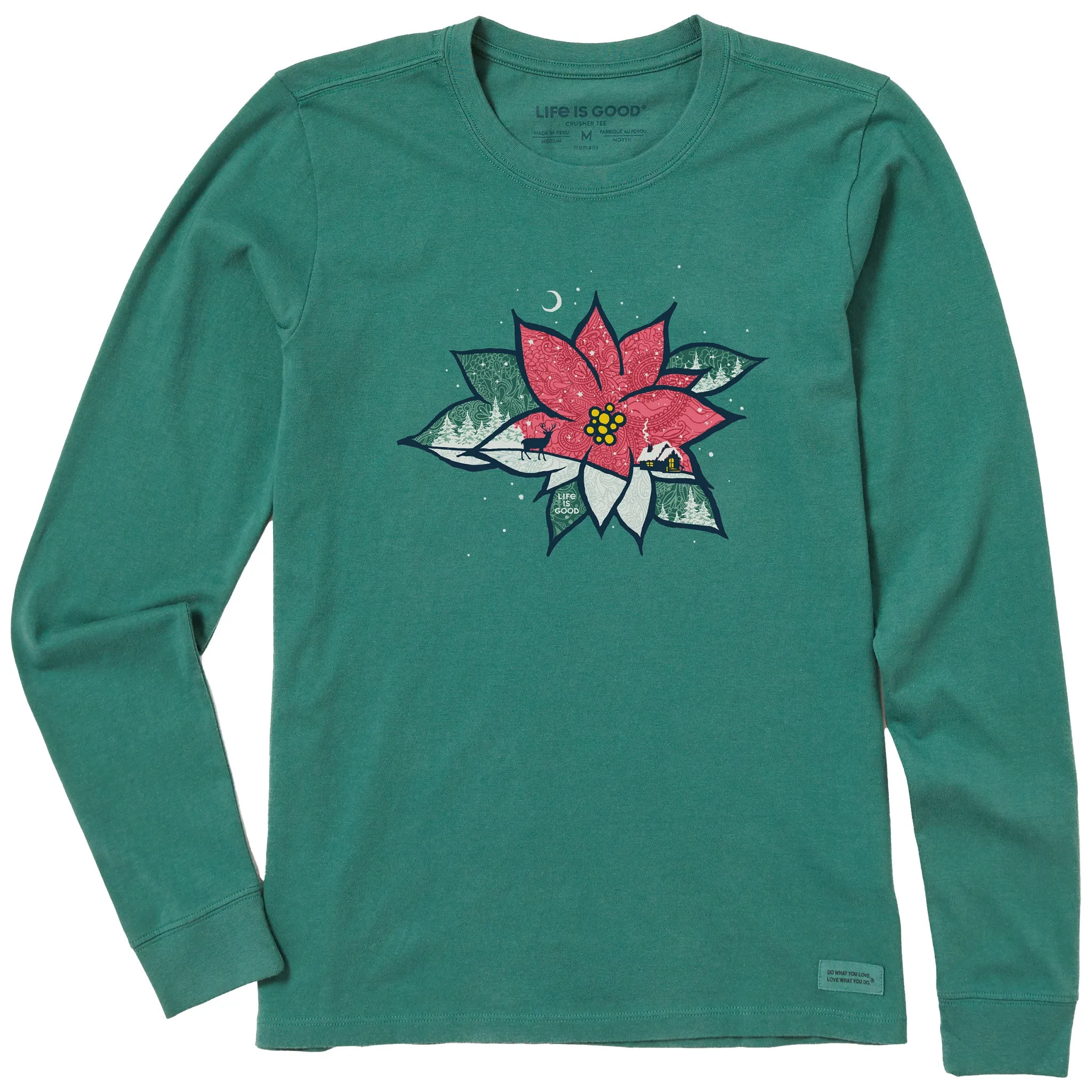 Women's Macro Poinsettia Long Sleeve Crusher Tee sold by Life is Good
