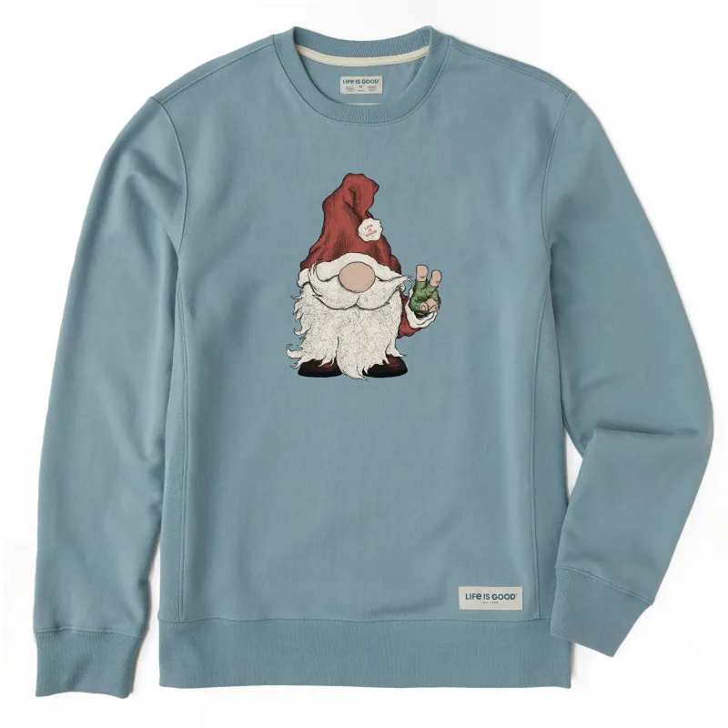 Men's Gnome Santa Simply True Fleece Crew sold by Life is Good