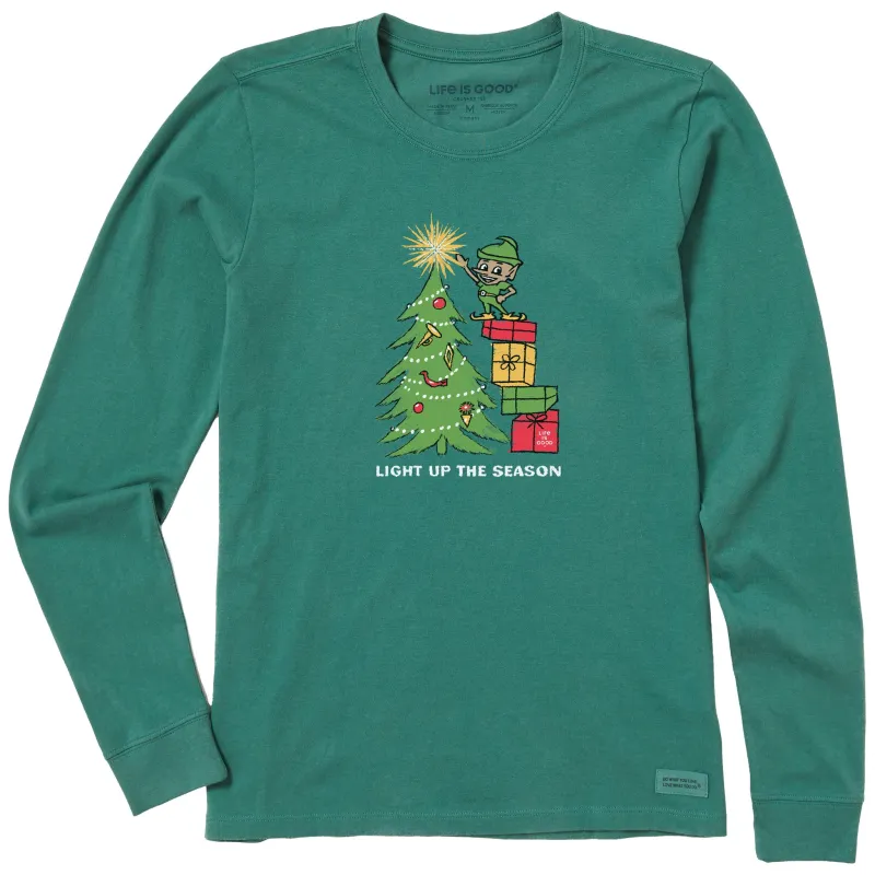 Women's Light Up the Season Tree Long Sleeve Crusher Tee sold by Life is Good