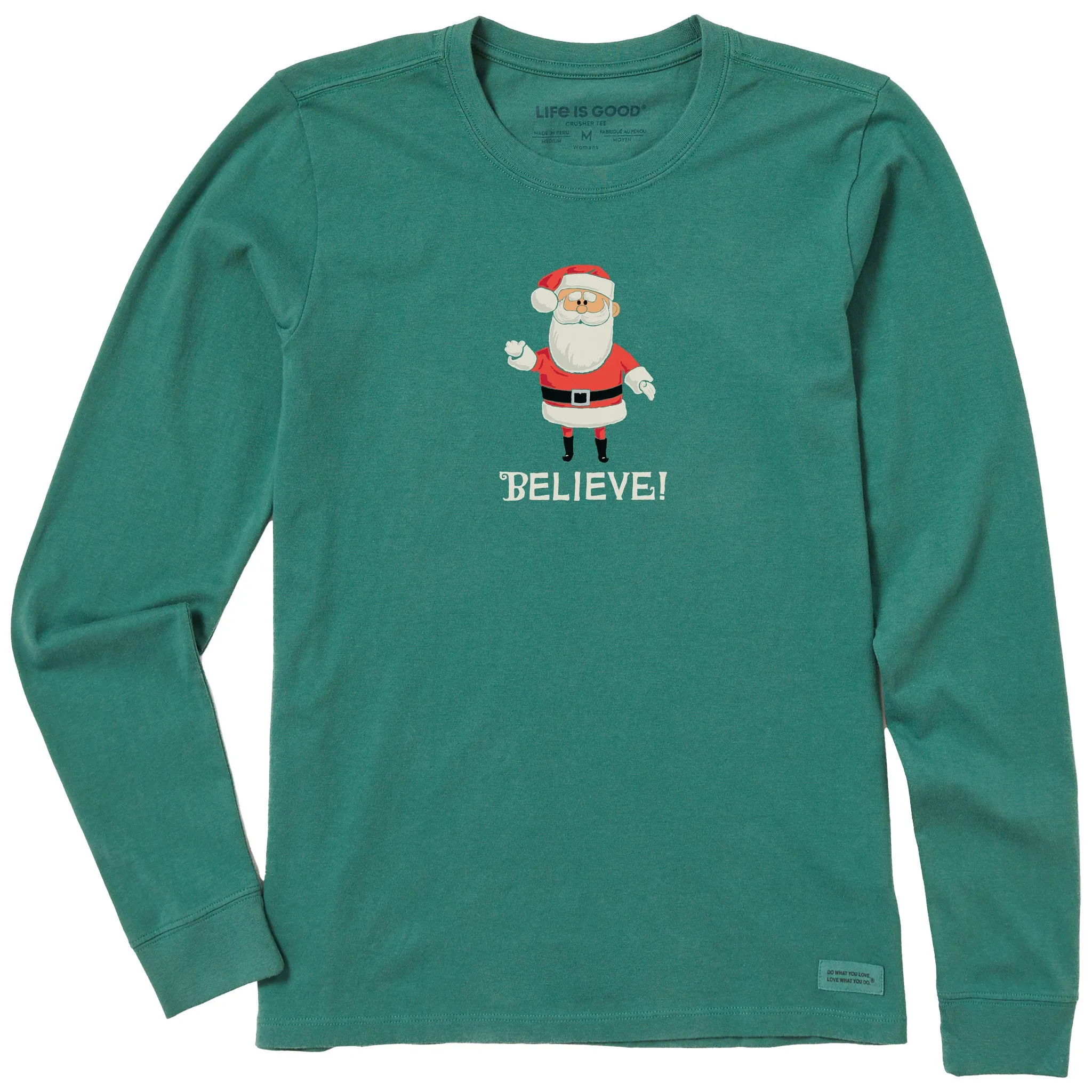 Women's Believe in Santa Long Sleeve Crusher Tee sold by Life is Good