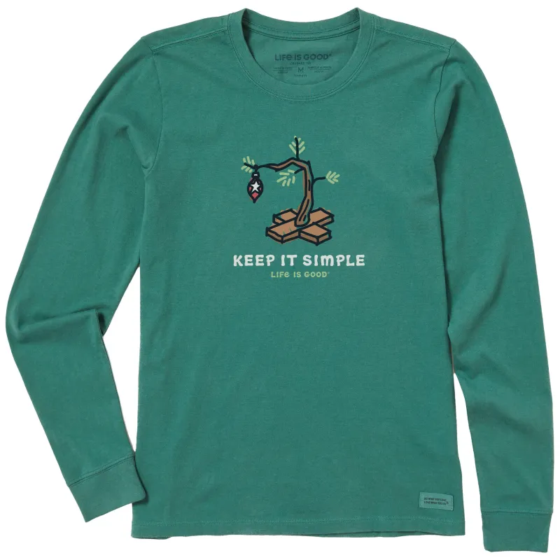 Women's Keep it Simple Christmas Tree Long Sleeve Crusher Tee sold by Life is Good