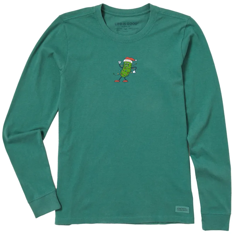 Women's Christmas Pickle Long Sleeve Crusher Tee sold by Life is Good
