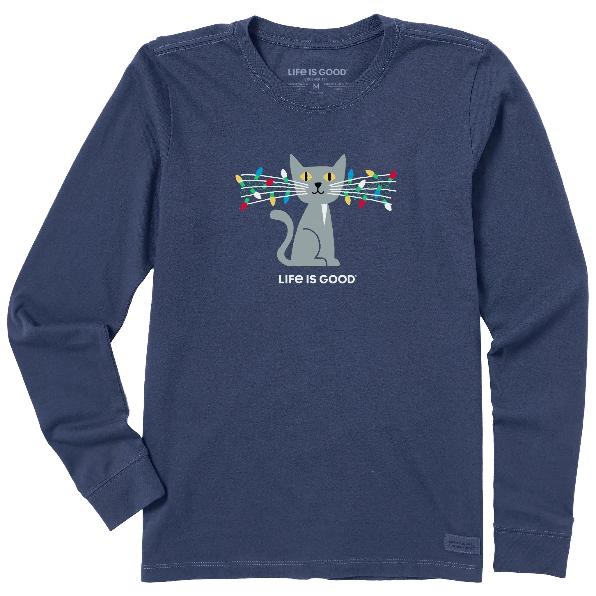 Women's Lit Up Cat Long Sleeve Crusher Tee sold by Life is Good