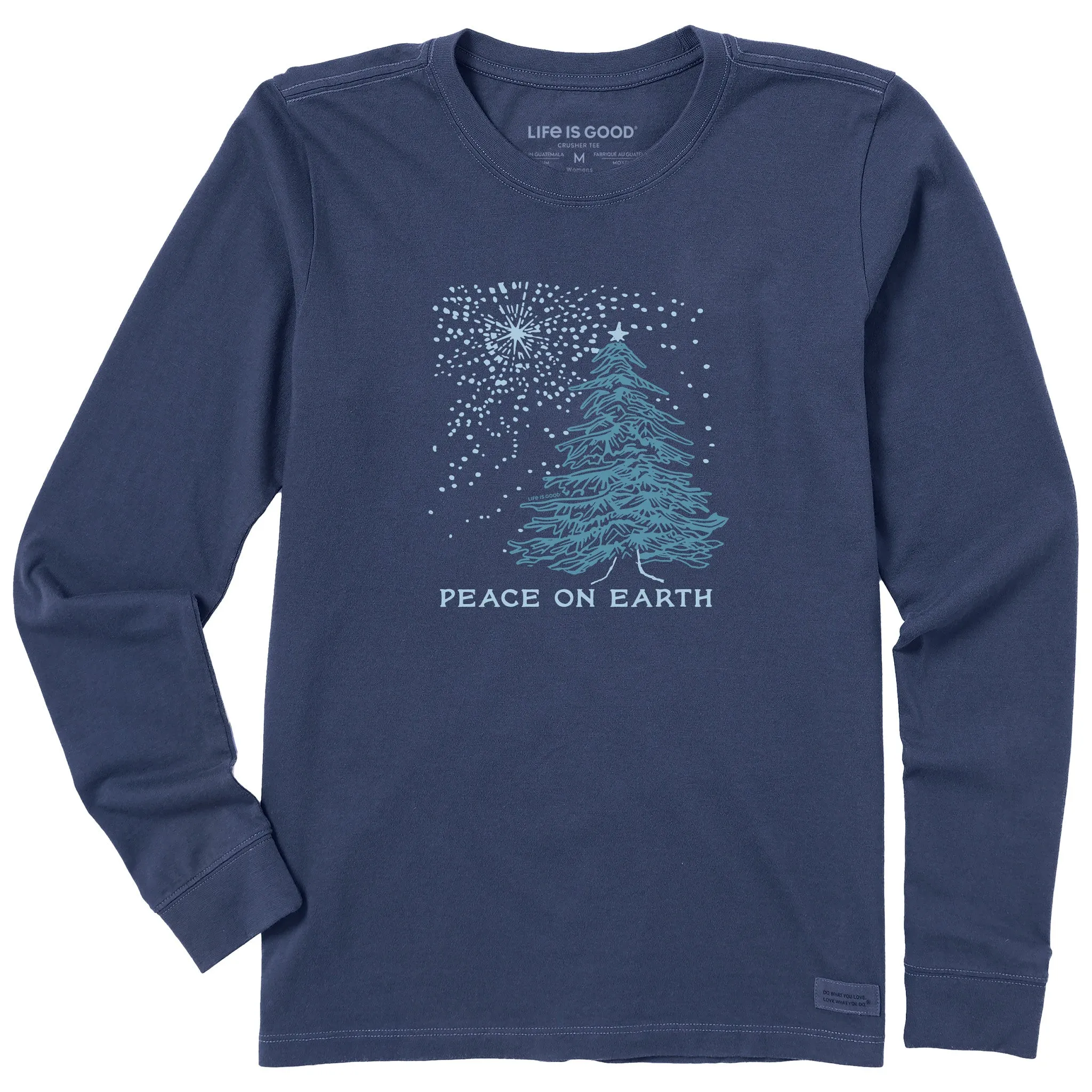 Women's Peace On Earth Xmas Tree Long Sleeve Crusher Tee sold by Life is Good