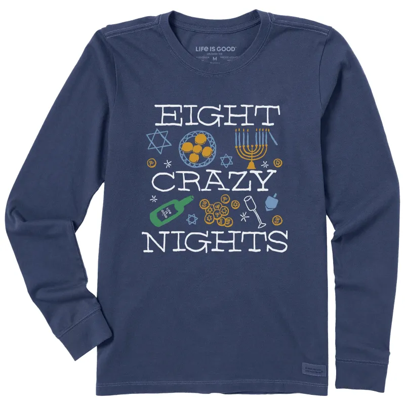 Women's Eight Crazy Nights Long Sleeve Crusher Tee sold by Life is Good