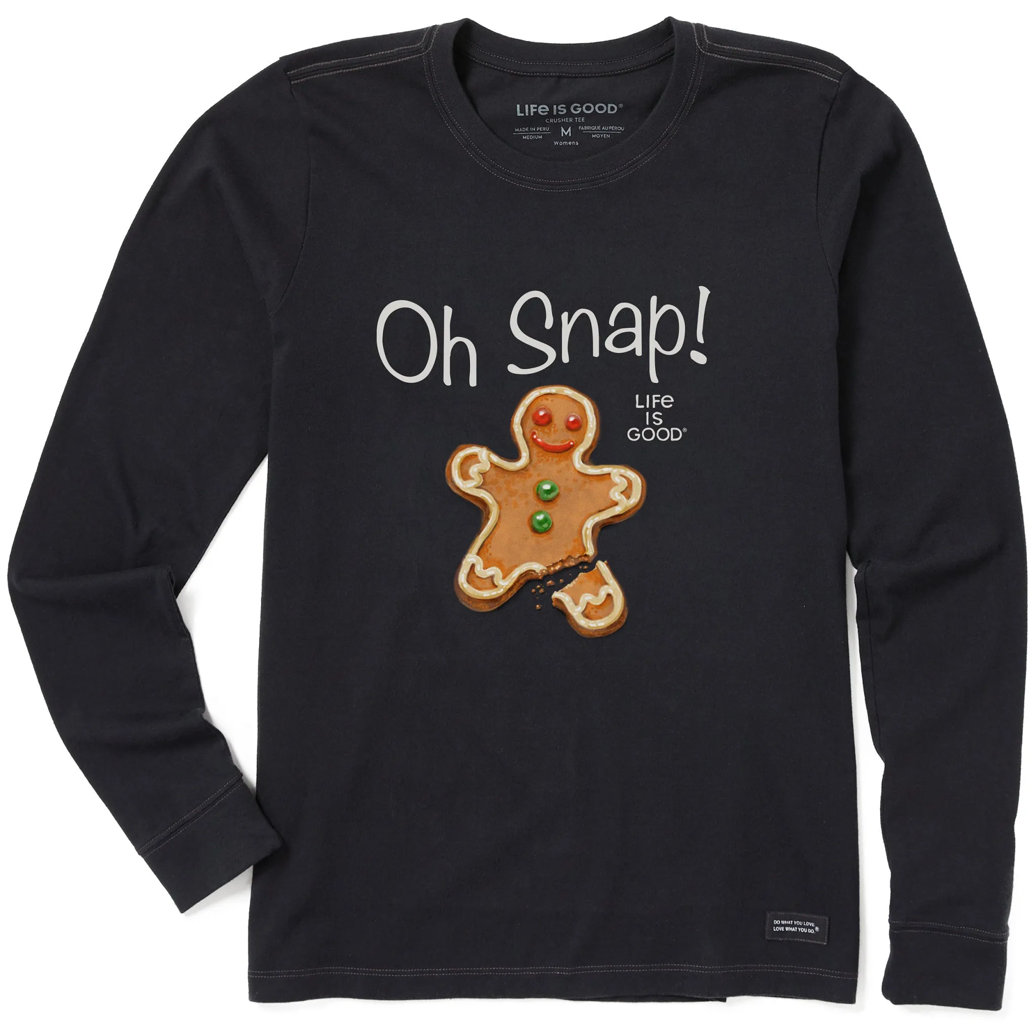 Women's Oh Snap Gingerbread Man Long Sleeve Crusher Tee sold by Life is Good product image thumbnail 3