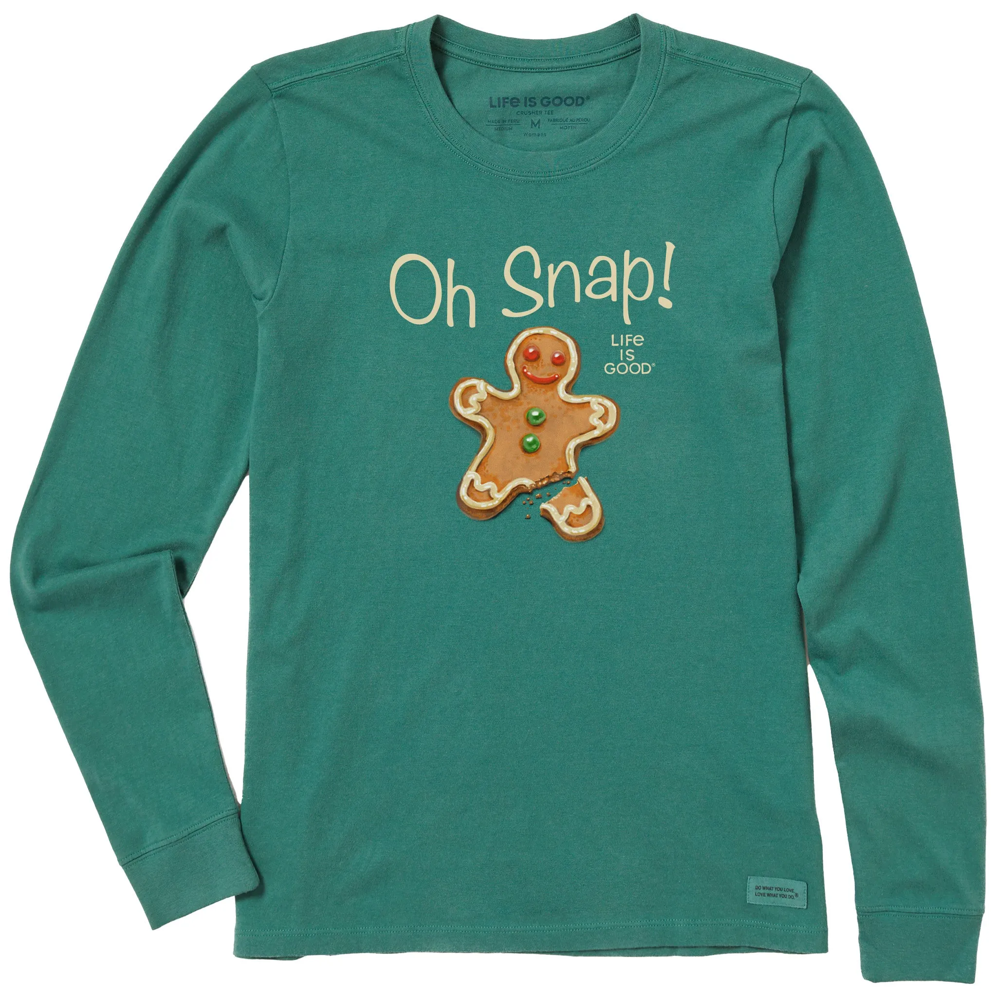Women's Oh Snap Gingerbread Man Long Sleeve Crusher Tee sold by Life is Good product image thumbnail 5