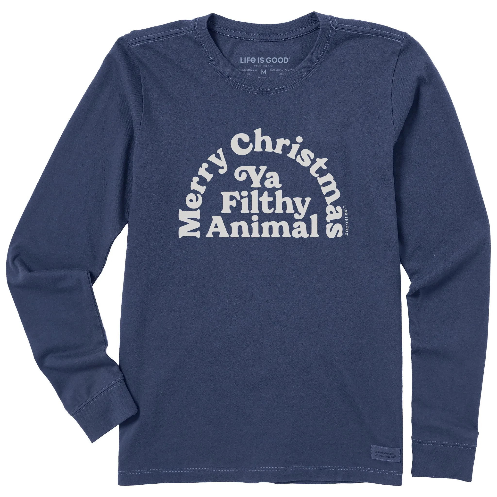 Women's Merry Christmas Ya Filthy Animal Long Sleeve Crusher Tee sold by Life is Good