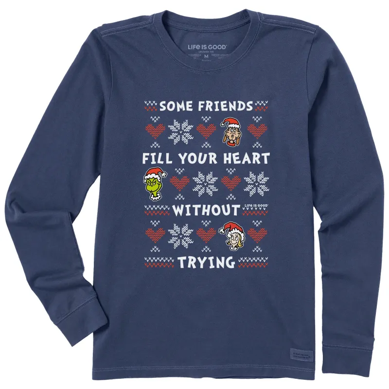 Women's Grinch Fill Your Heart Sweater Long Sleeve Crusher Tee sold by Life is Good