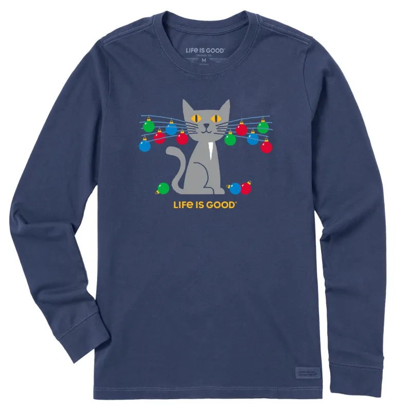 Women's Whisker Ornament Cat Long Sleeve Crusher Tee made by Life is Good