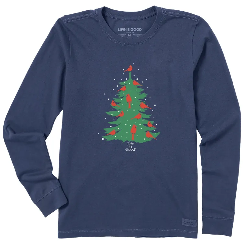 Women's Cardinal Holiday Tree Long Sleeve Crusher Tee made by Life is Good