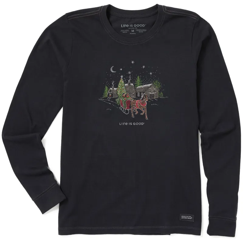 Women's Old Fashioned Village & Sleigh Long Sleeve Crusher Tee sold by Life is Good