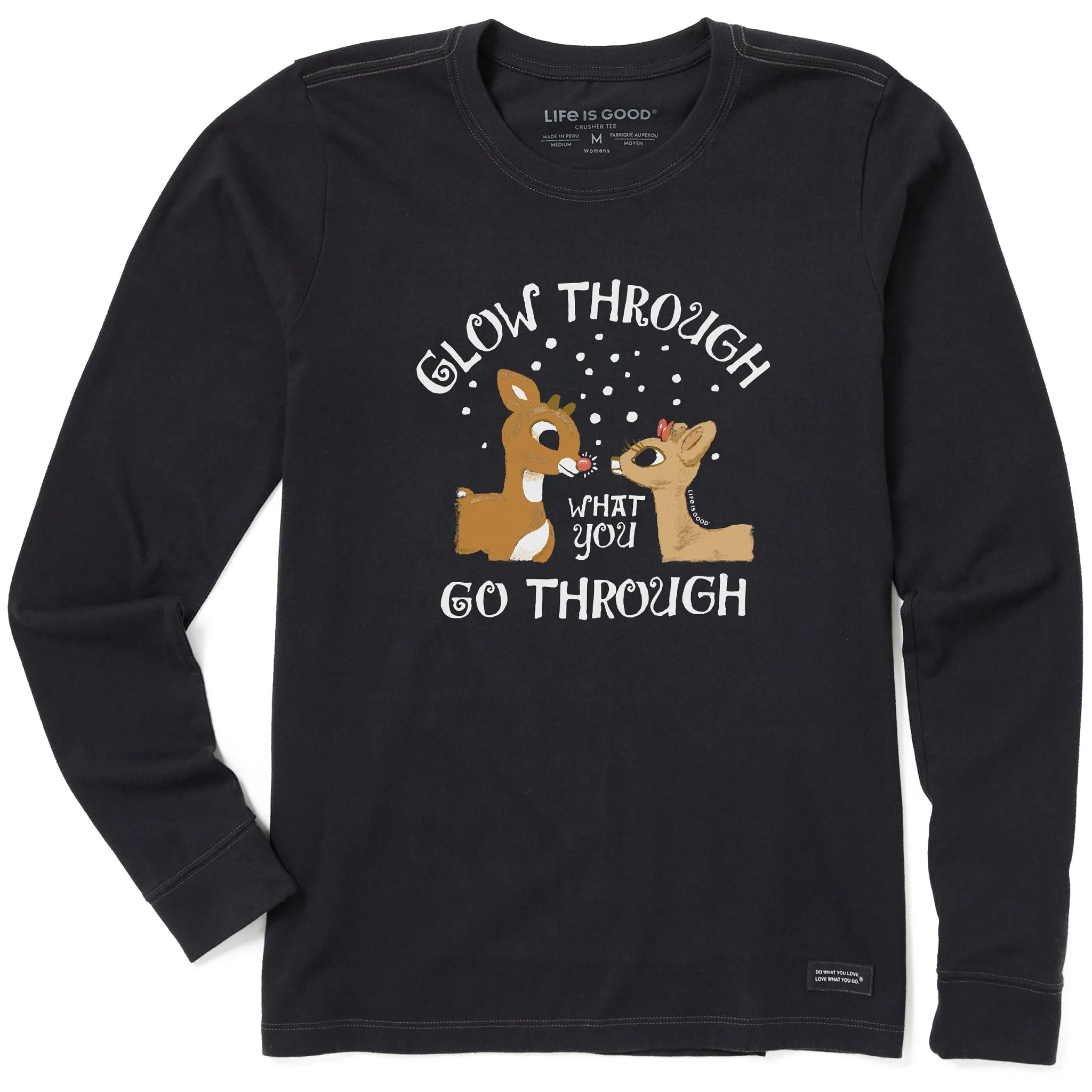 Women's Glow Through What You Go Through Rudolph Long Sleeve Crusher Tee sold by Life is Good