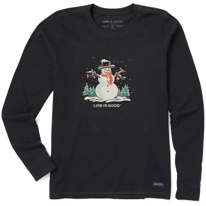 Women's Christmas Snowman Long Sleeve Crusher Tee sold by Life is Good
