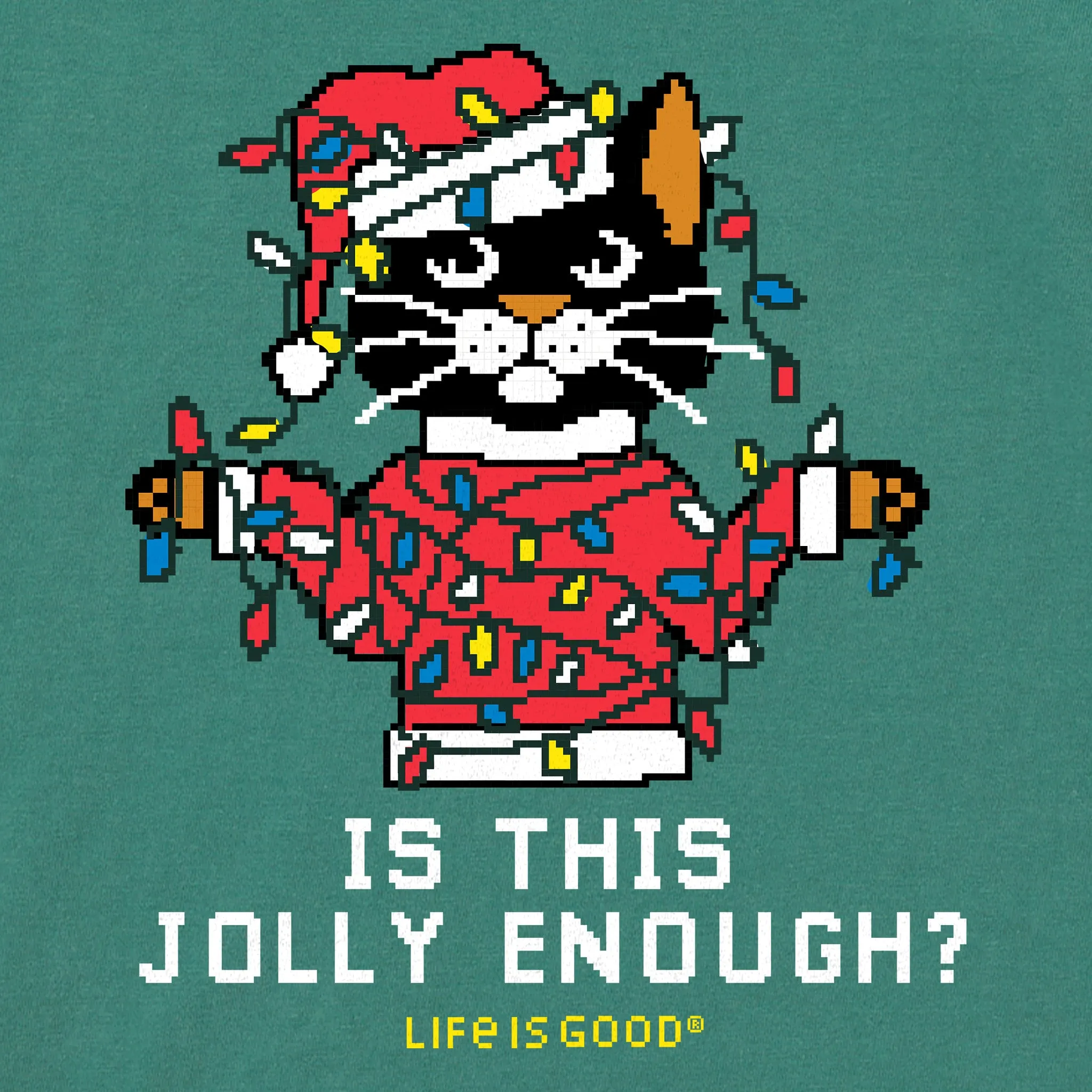 Women's Ugly Sweater Santa Cat Long Sleeve Crusher Tee sold by Life is Good product image thumbnail 4
