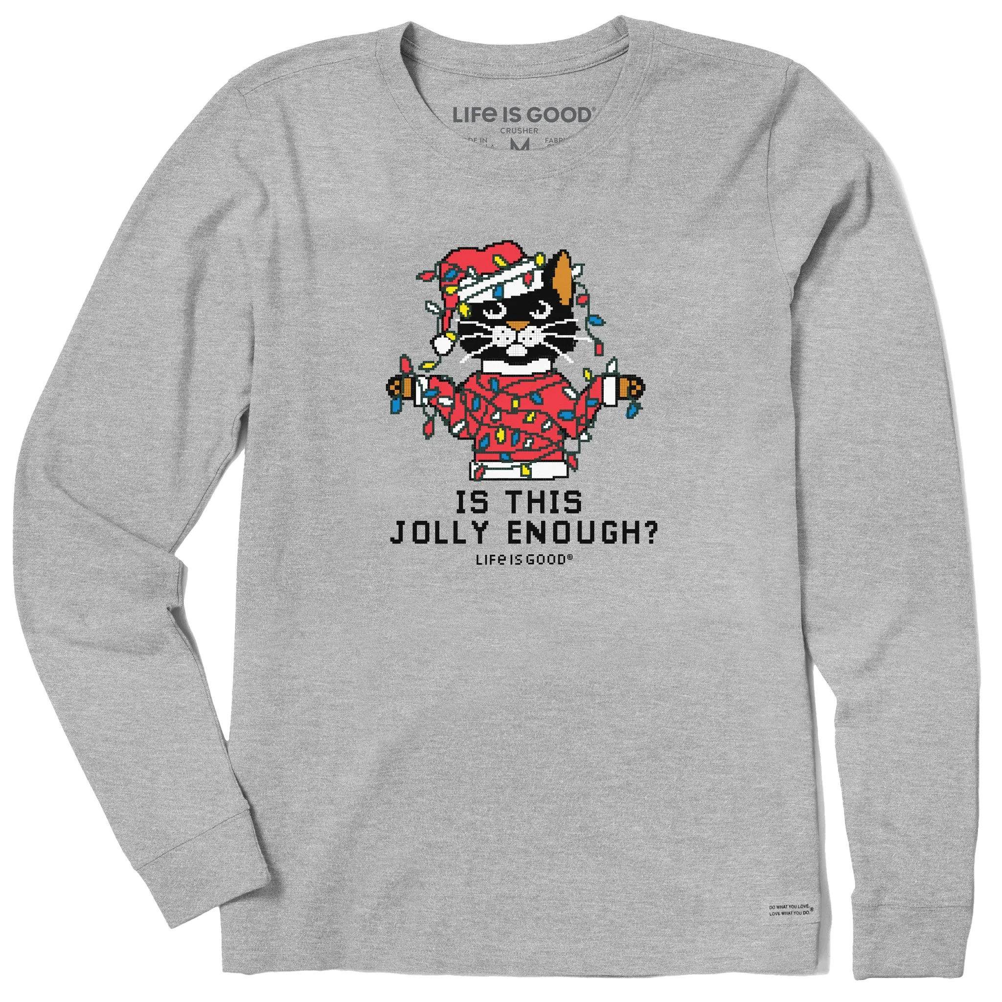Women's Ugly Sweater Santa Cat Long Sleeve Crusher Tee sold by Life is Good