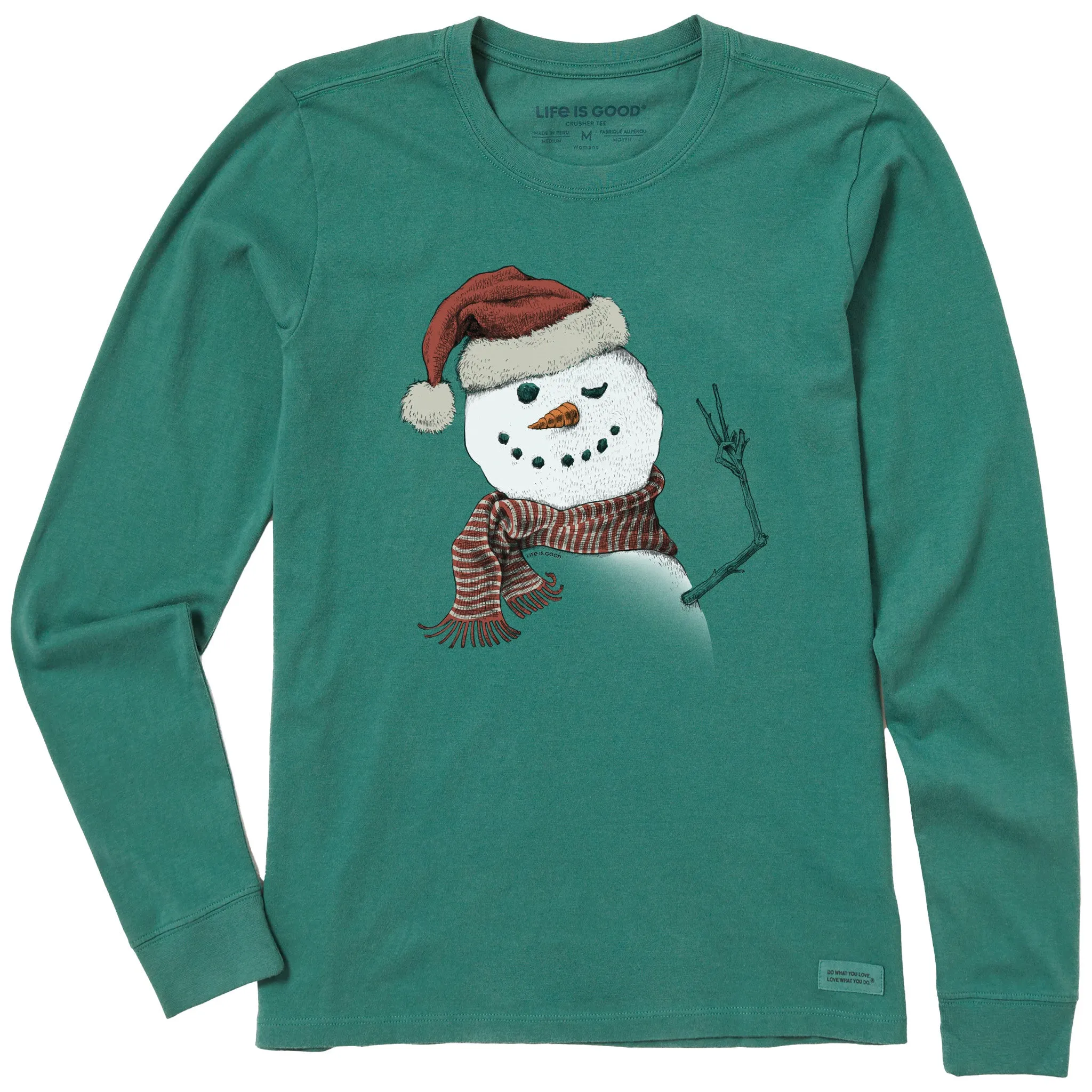 Women's Santa Snowman Peace Long Sleeve Crusher Tee sold by Life is Good product image thumbnail 3
