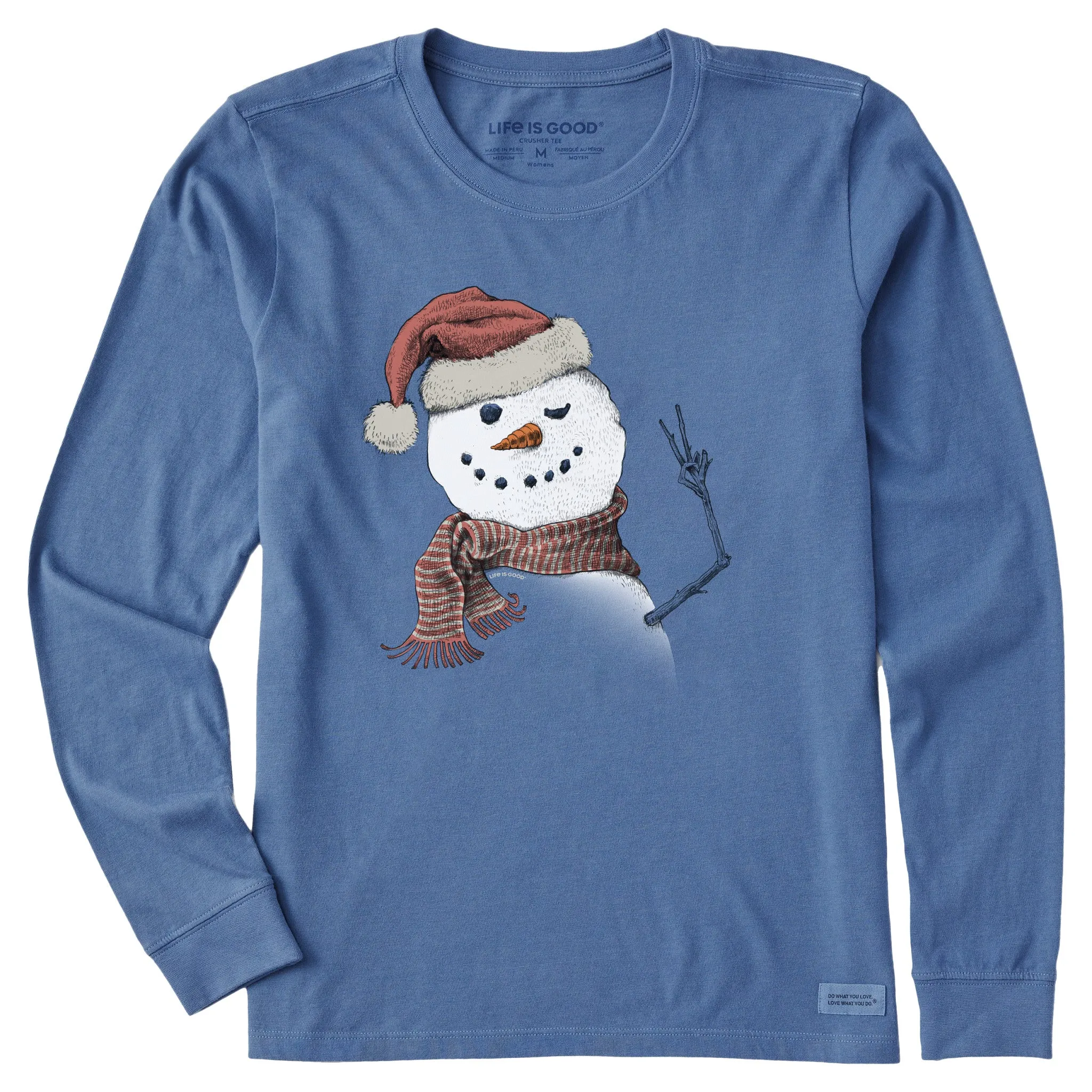 Women's Santa Snowman Peace Long Sleeve Crusher Tee sold by Life is Good product image thumbnail 5