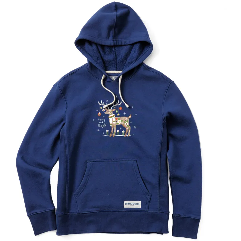 Women's Merry & Bright Deer Simply True Fleece Hoodie sold by Life is Good