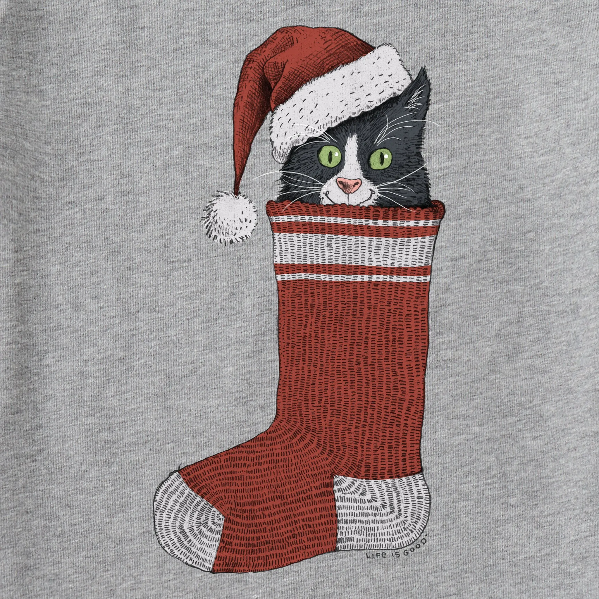 Women's Stocking Santa Cat Long Sleeve Crusher Tee sold by Life is Good product image thumbnail 2