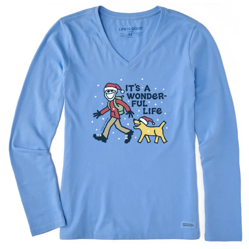Women's Jake and Rocket Wonderful Life Long Sleeve Crusher Vee made by Life is Good