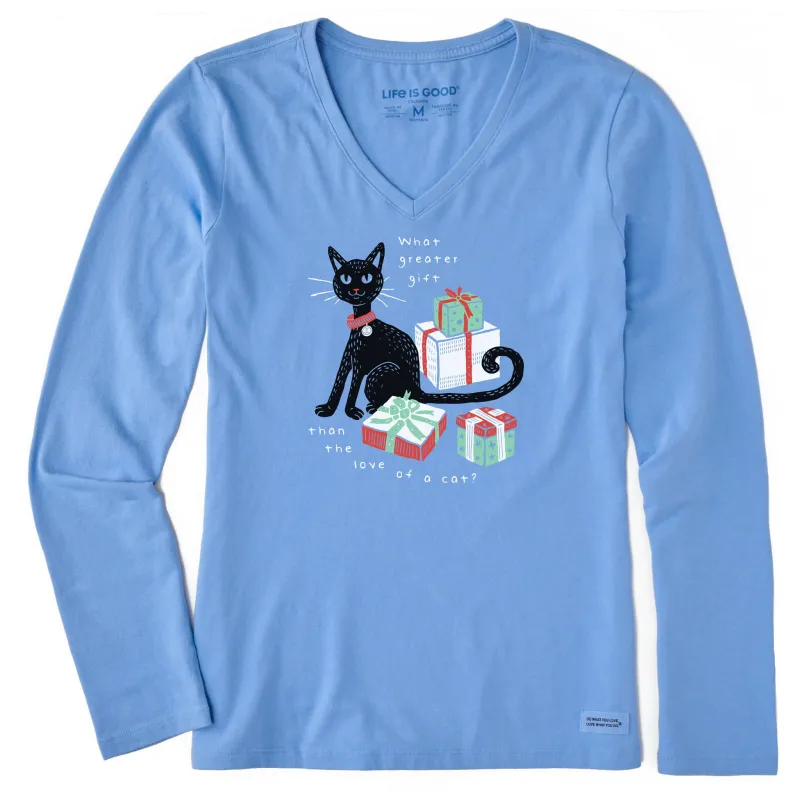 Women's Gift of a Cats Love Long Sleeve Crusher Vee sold by Life is Good