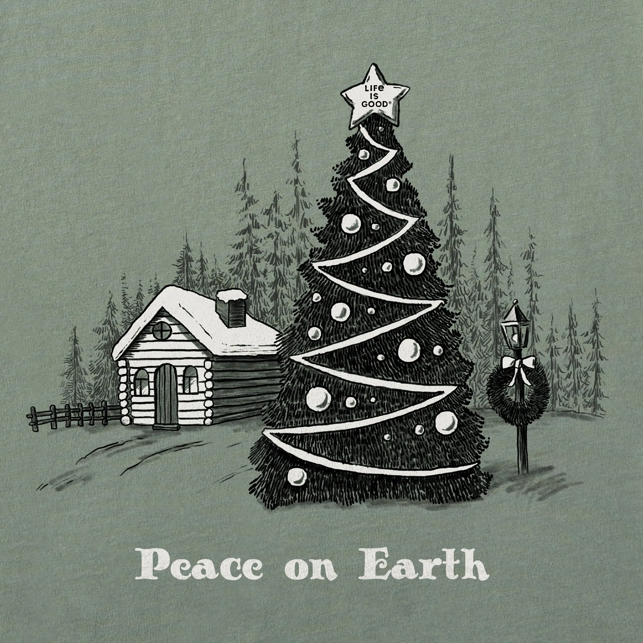 Women's Peace on Earth Christmas Tree Long Sleeve Crusher Vee sold by Life is Good product image thumbnail 4